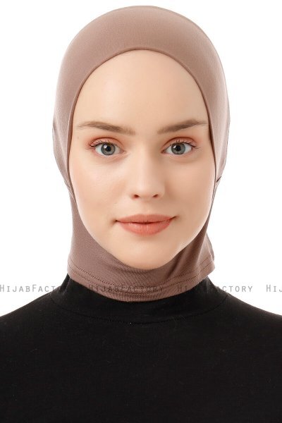 Elnara - Bonnet Plain Hijab Taupe Scuro