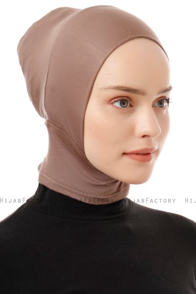 Elnara - Bonnet Plain Hijab Taupe Scuro