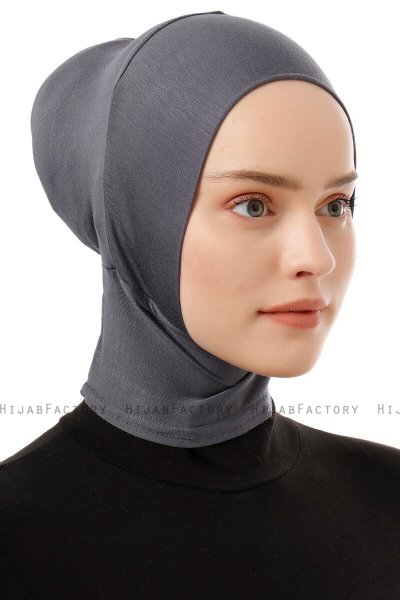 Elnara - Bonnet Plain Hijab Grigio Scuro