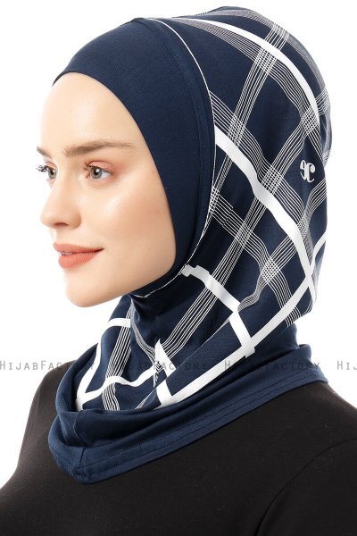 Ekose Plain - Hijab Al Amira One-Piece Blu Navy