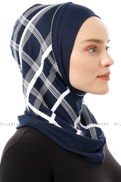 Ekose Plain - Hijab Al Amira One-Piece Blu Navy