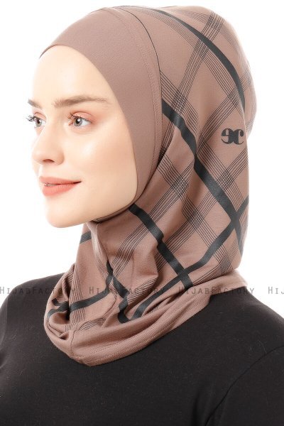 Ekose Plain - Hijab Al Amira One-Piece Taupe Scuro