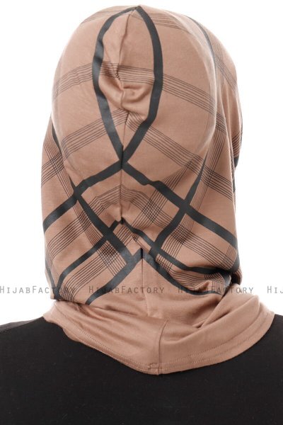 Ekose Plain - Hijab Al Amira One-Piece Taupe Scuro
