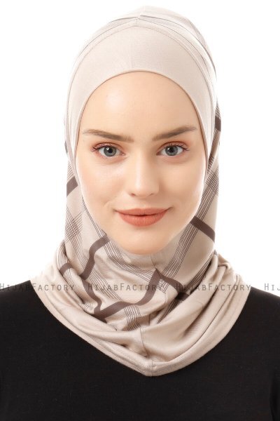 Ekose Plain - Hijab Al Amira One-Piece Taupe Chiaro