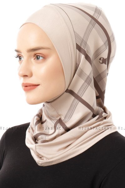 Ekose Plain - Hijab Al Amira One-Piece Taupe Chiaro