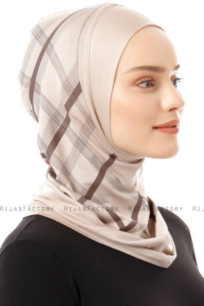 Ekose Plain - Hijab Al Amira One-Piece Taupe Chiaro