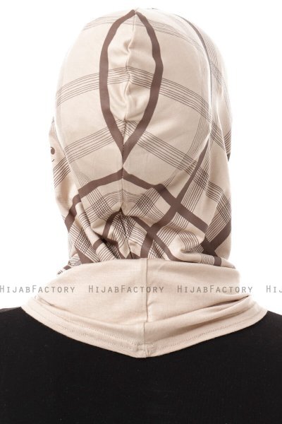 Ekose Plain - Hijab Al Amira One-Piece Taupe Chiaro