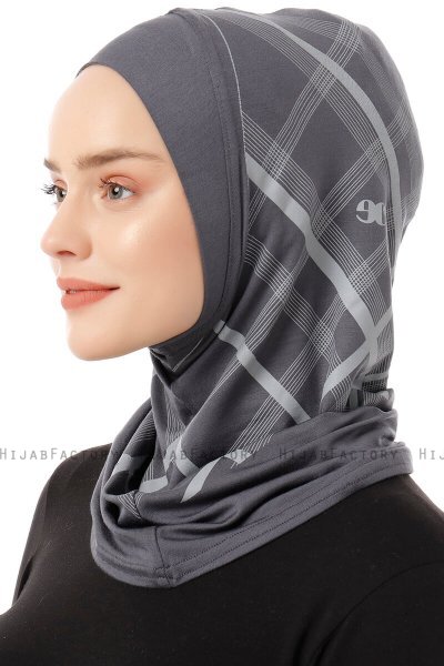 Ekose Plain - Hijab Al Amira One-Piece Grigio Scuro