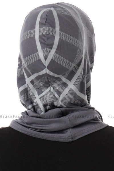 Ekose Plain - Hijab Al Amira One-Piece Grigio Scuro