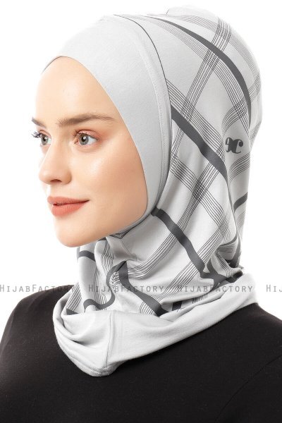 Ekose Plain - Hijab Al Amira One-Piece Grigio Chiaro