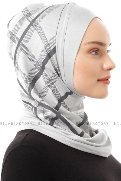 Ekose Plain - Hijab Al Amira One-Piece Grigio Chiaro