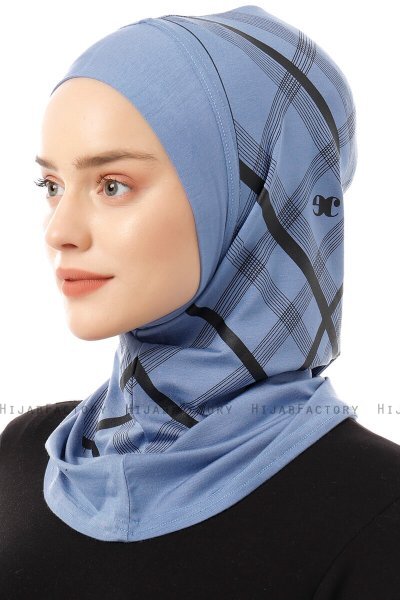 Ekose Plain - Hijab Al Amira One-Piece Indaco