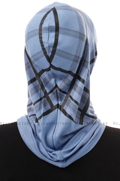 Ekose Plain - Hijab Al Amira One-Piece Indaco