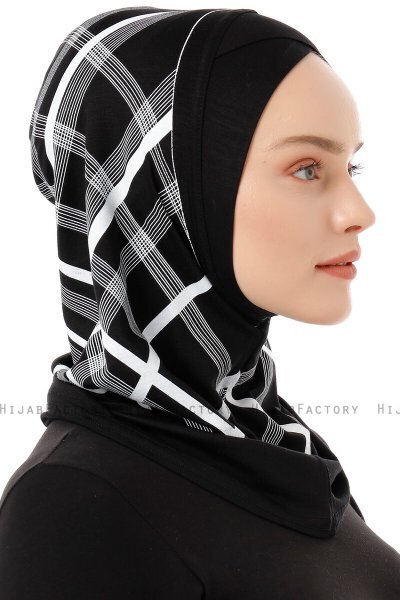 Ekose Cross - Hijab Al Amira One-Piece Nero & Bianca