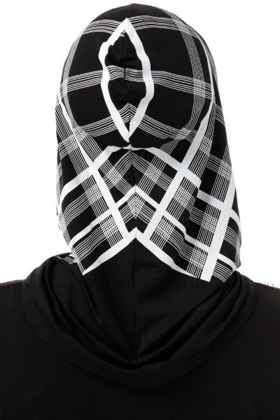 Ekose Cross - Hijab Al Amira One-Piece Nero & Bianca