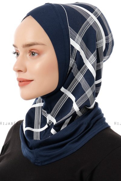 Ekose Cross - Hijab Al Amira One-Piece Blu Navy