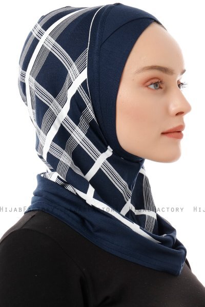Ekose Cross - Hijab Al Amira One-Piece Blu Navy