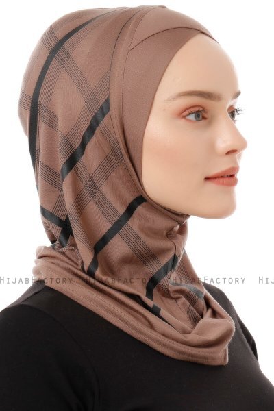 Ekose Cross - Hijab Al Amira One-Piece Taupe Scuro