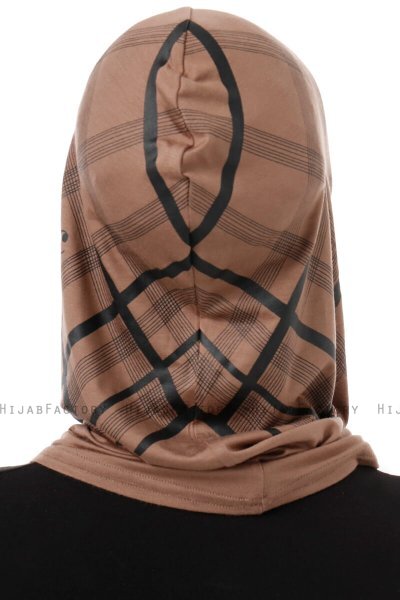Ekose Cross - Hijab Al Amira One-Piece Taupe Scuro