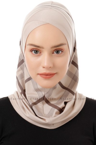 Ekose Cross - Hijab Al Amira One-Piece Taupe Chiaro