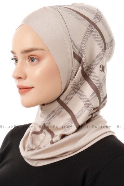 Ekose Cross - Hijab Al Amira One-Piece Taupe Chiaro