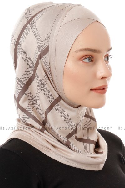 Ekose Cross - Hijab Al Amira One-Piece Taupe Chiaro