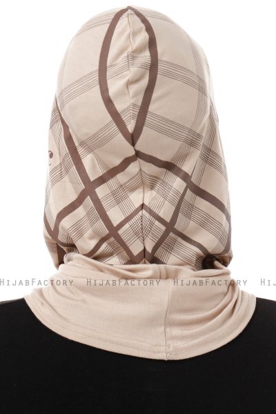 Ekose Cross - Hijab Al Amira One-Piece Taupe Chiaro