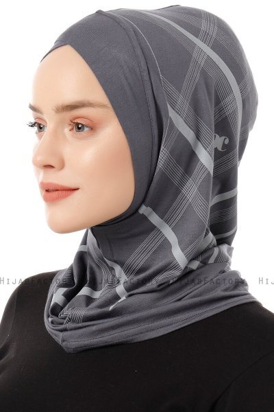 Ekose Cross - Hijab Al Amira One-Piece Grigio Scuro