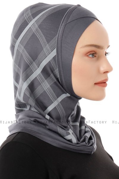 Ekose Cross - Hijab Al Amira One-Piece Grigio Scuro