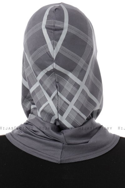 Ekose Cross - Hijab Al Amira One-Piece Grigio Scuro