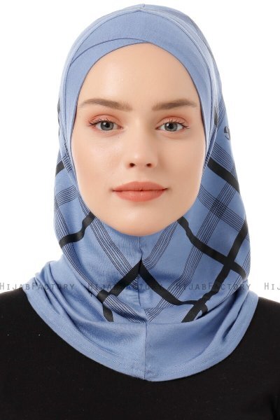 Ekose Cross - Hijab Al Amira One-Piece Indaco