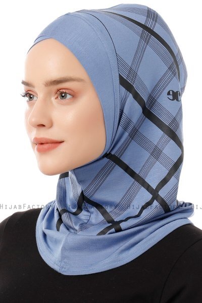 Ekose Cross - Hijab Al Amira One-Piece Indaco