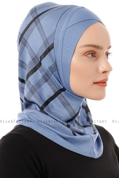 Ekose Cross - Hijab Al Amira One-Piece Indaco