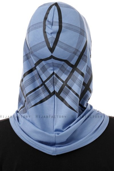 Ekose Cross - Hijab Al Amira One-Piece Indaco