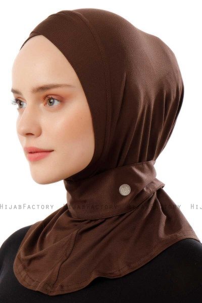 Ceren - Hijab Pratico Viscosa Marrone Scuro