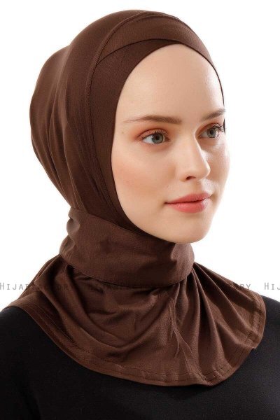 Ceren - Hijab Pratico Viscosa Marrone Scuro