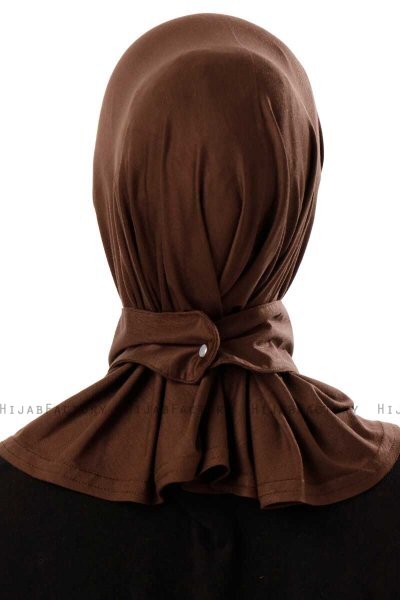Ceren - Hijab Pratico Viscosa Marrone Scuro