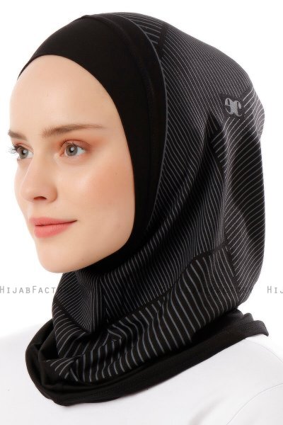 Wind Plain - Hijab Al Amira One-Piece Nero & Grigio Chiaro