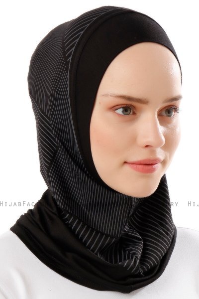 Wind Plain - Hijab Al Amira One-Piece Nero & Grigio Chiaro