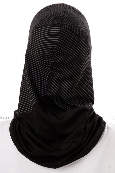 Wind Plain - Hijab Al Amira One-Piece Nero & Grigio Chiaro