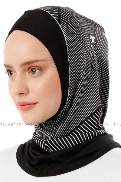 Wind Cross - Hijab Al Amira One-Piece Nero & Grigio Chiaro