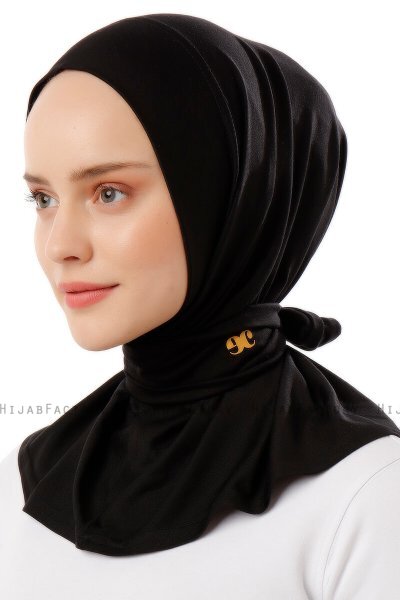 Sportif Plain - Hijab Pratico Viscosa Nero & Gold