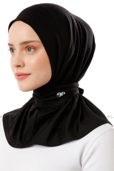 Sportif Plain - Hijab Pratico Viscosa Nero & Grigio Chiaro