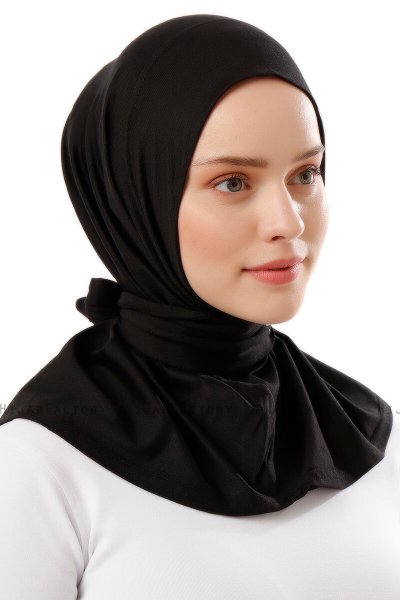 Sportif Plain - Hijab Pratico Viscosa Nero & Grigio Chiaro