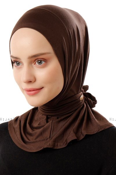 Sportif Plain - Hijab Pratico Viscosa Marrone