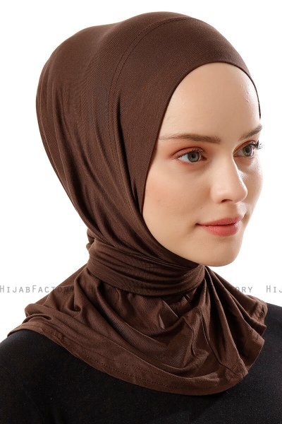 Sportif Plain - Hijab Pratico Viscosa Marrone
