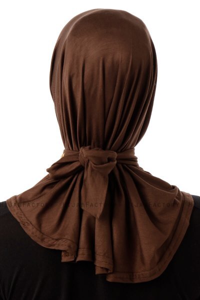 Sportif Plain - Hijab Pratico Viscosa Marrone