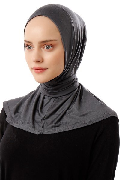 Sportif Plain - Hijab Pratico Viscosa Grigio Scuro