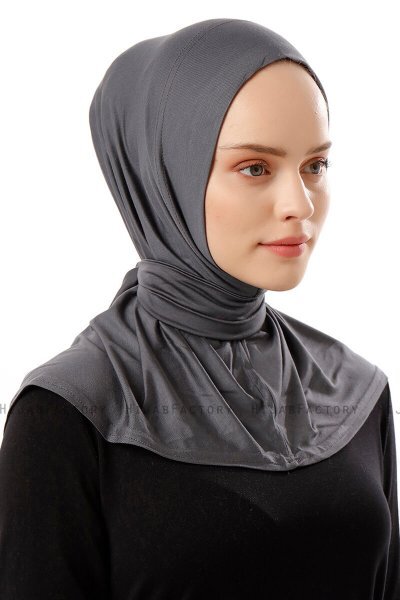 Sportif Plain - Hijab Pratico Viscosa Grigio Scuro