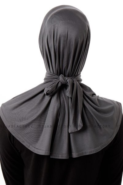 Sportif Plain - Hijab Pratico Viscosa Grigio Scuro